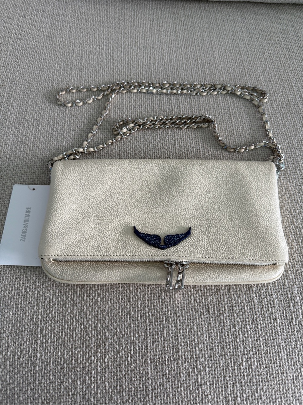 BNNW Zadig & Voltaire Rock Clutch Leather Off White Bag